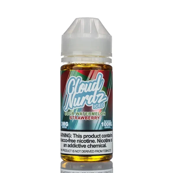 Cloud Nurdz E-Liquid – Sour Watermelon Strawberry Iced – 100ml - Image 2