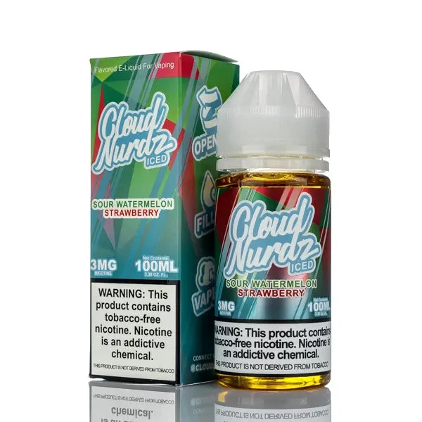 Cloud Nurdz E-Liquid – Sour Watermelon Strawberry Iced – 100ml