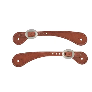 Mens Shaped Harness Leather Spur Straps, Russet