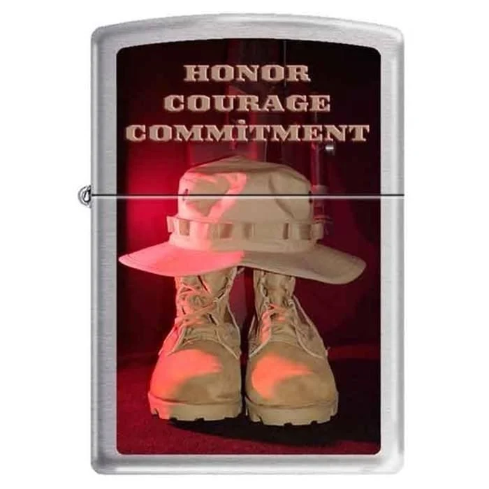 Zippo Lighter - Honor Courage Commitment HP Chrome