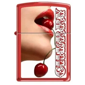 Zippo Lighter - Talented Cherry Girl Red Matte